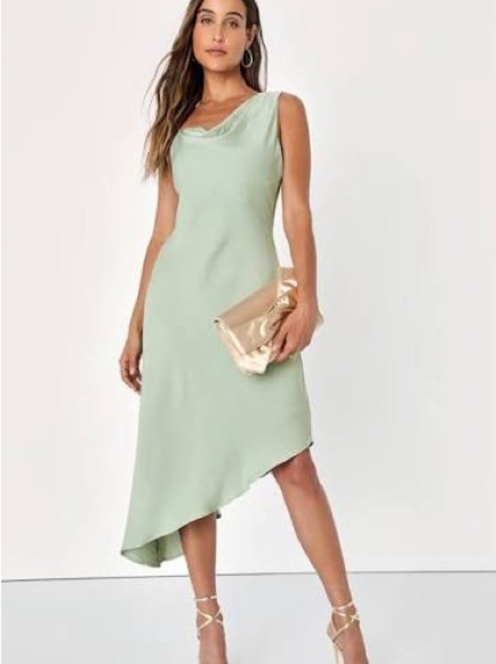 Lulus asymmetrical sage cocktail dress